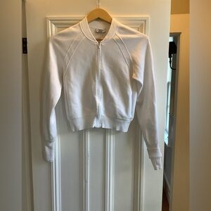 Like New Athleta White Advantage Full Zip Cropped Cardigan Sweater Sz XS